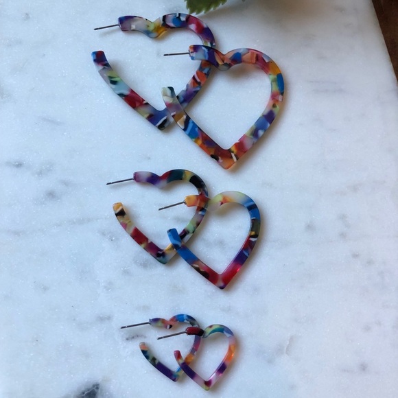 The Eva - Small Multi-Colored Heart Hoops - Picture 4 of 4